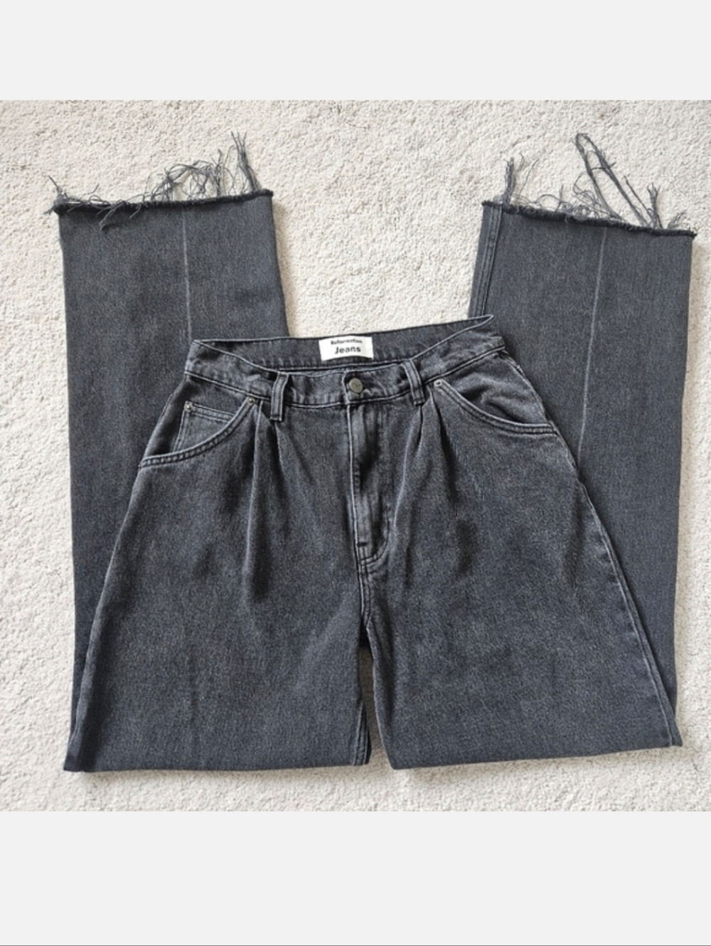 Reformation Jeans | Isabelle Pleated Jean Washed Black Denim Womens 27